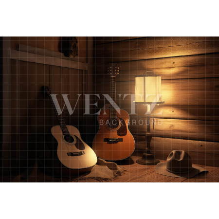 Fabric Photography Background Set with Guitar / Backdrop 3239