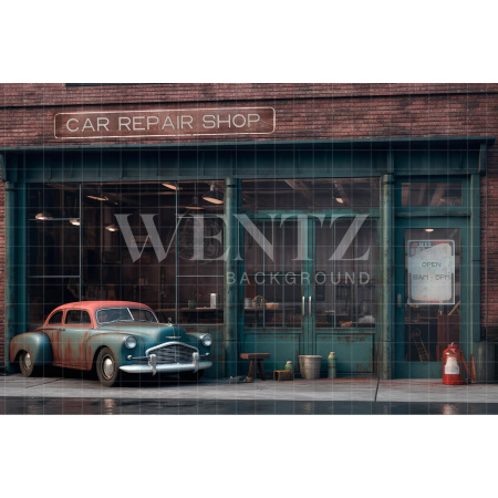 Fabric Photography Background Car Repair Shop Front / Backdrop 3260