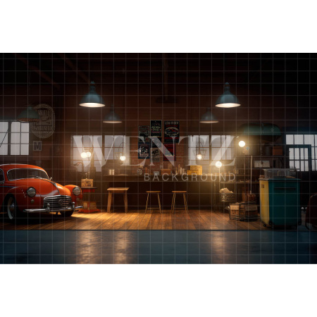 Fabric Photography Background Car Repair Shop / Backdrop 3262