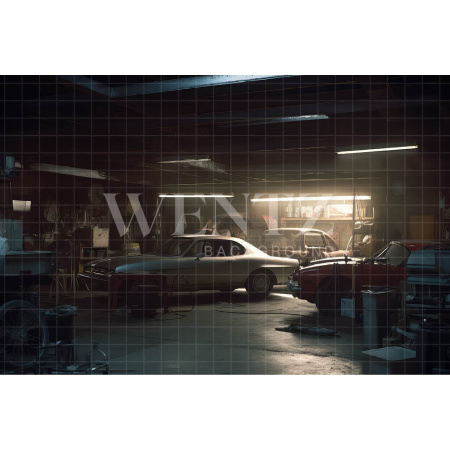 Fabric Photography Background Old Garage / Backdrop 3264