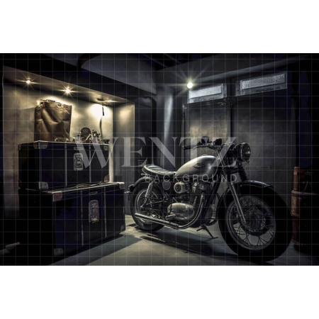 Fabric Photography Background Motorbike Garage / Backdrop 3308