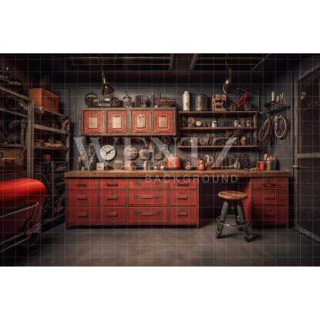 Fabric Photography Background Car Repair Shop / Backdrop 3316