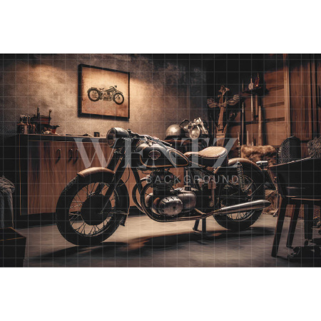 Fabric Photography Background Motorbike Garage / Backdrop 3319