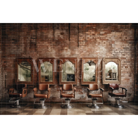 Fabric Photography Background Vintage Barbershop / Backdrop 3325