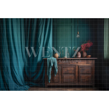 Fabric Photography Background Room with Cabinet / Backdrop 3338