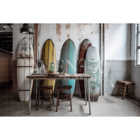 Fabric Photography Background Set with Surfboards / Backdrop 3341