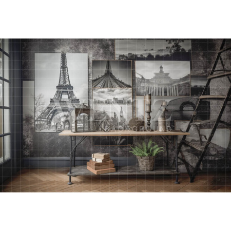 Fabric Photography Background Set Paris / Backdrop 3372