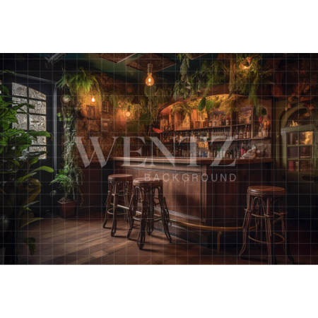 Fabric Photography Background Bar with Plants / Backdrop 3373