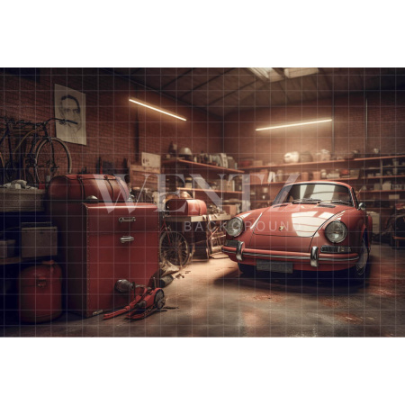 Fabric Photography Background Old Garage / Backdrop 3386