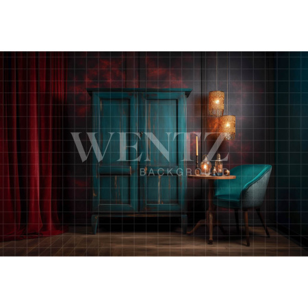 Fabric Photography Background Room with Cabinet / Backdrop 3391