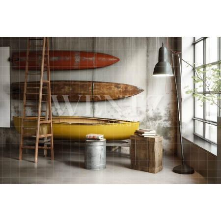 Fabric Photography Background Canoes / Backdrop 3409