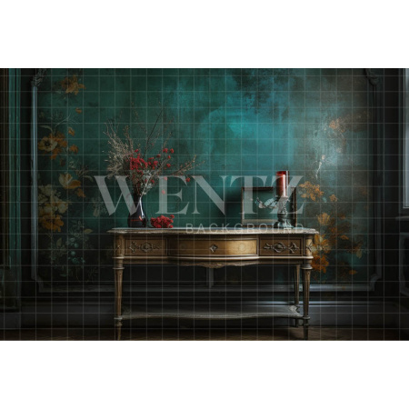 Fabric Photography Background Cabinet with Flower Vase / Backdrop 3412