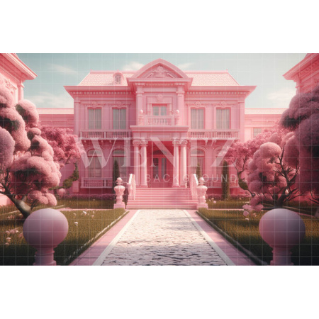 Fabric Photography Background Pink Mansion / Backdrop 3505