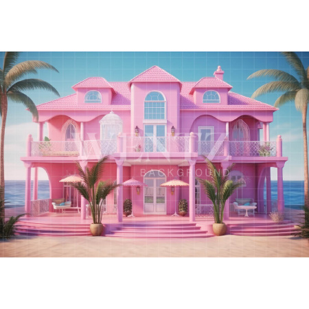 Fabric Photography Background Beach House / Backdrop 3527