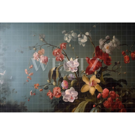 Fabric Photography Background Colorful Orchids / Backdrop 3559