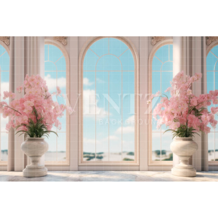 Fabric Photography Background Room with Pink Flowers / Backdrop 3569