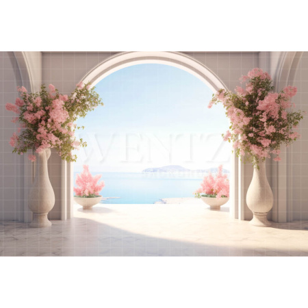 Fabric Photography Background Arch Overlooking Sea / Backdrop 3571