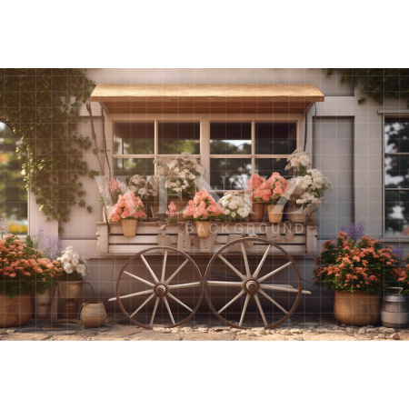 Fabric Photography Background Flower Cart / Backdrop 3580