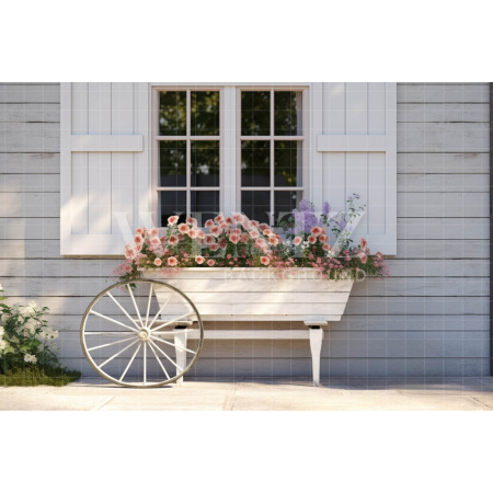 Fabric Photography Background Flower Cart / Backdrop 3581