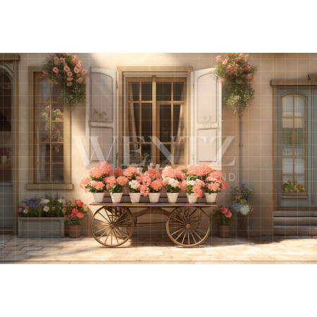 Fabric Photography Background Flower Cart / Backdrop 3585