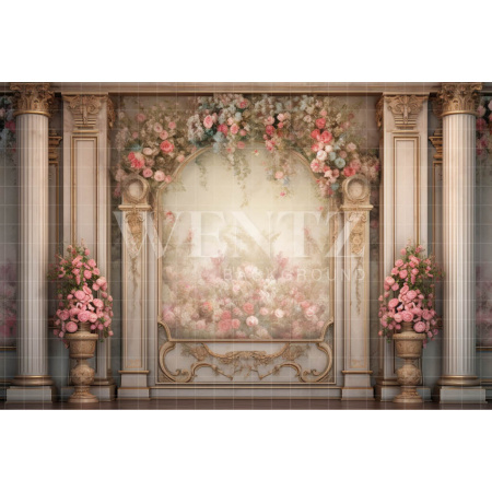 Fabric Photography Background Floral Wall with Columns / Backdrop 3600