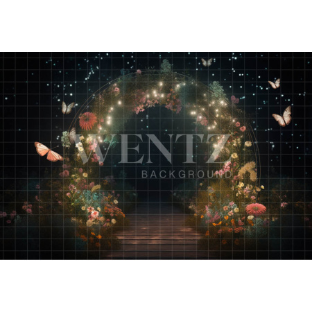 Fabric Photography Background Floral Arch with Butterflies / Backdrop 3610