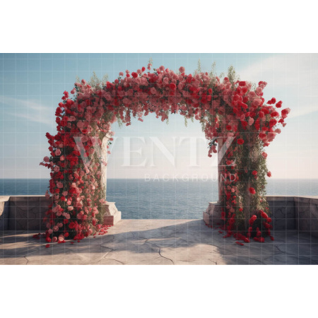 Fabric Photography Background Greek Arch with Flowers / Backdrop 3616