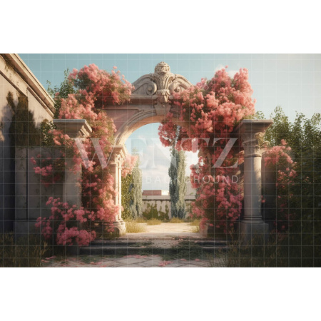 Fabric Photography Background Greek Arch with Flowers / Backdrop 3620