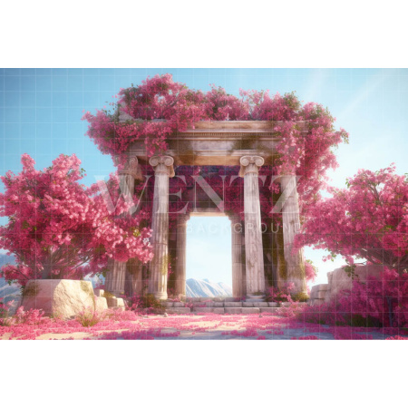 Fabric Photography Background Greek Arch with Flowers / Backdrop 3622