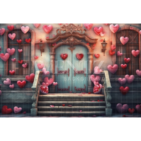 Fabric Photography Background Facade with Hearts / Backdrop 3644