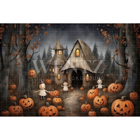 Fabric Photography Background Watercolor Cabin in the Woods / Backdrop 3694