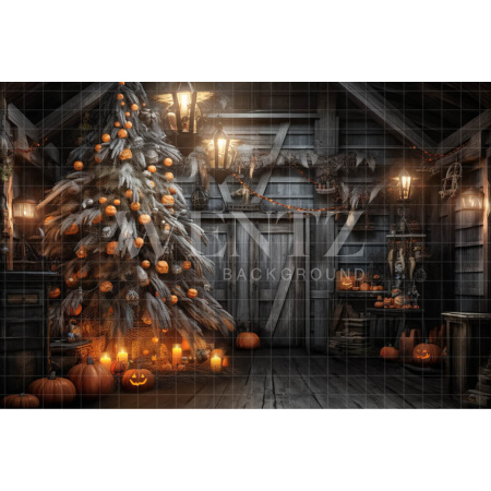 Fabric Photography Background Spooky Christmas / Backdrop 3703
