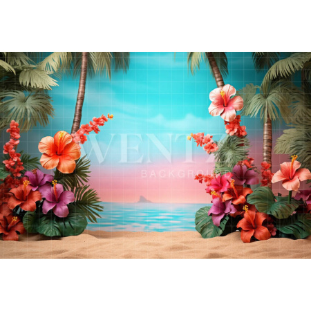 Fabric Photography Background Floral Beach / Backdrop 3792
