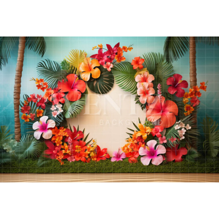 Fabric Photography Background Hibiscus Arch / Backdrop 3793