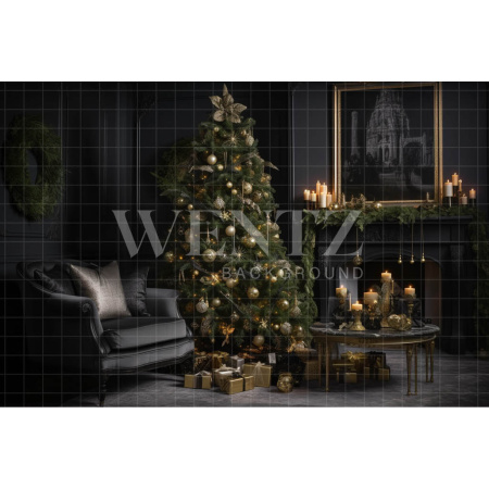 Fabric Photography Background Luxury Christmas Room / Backdrop 3802