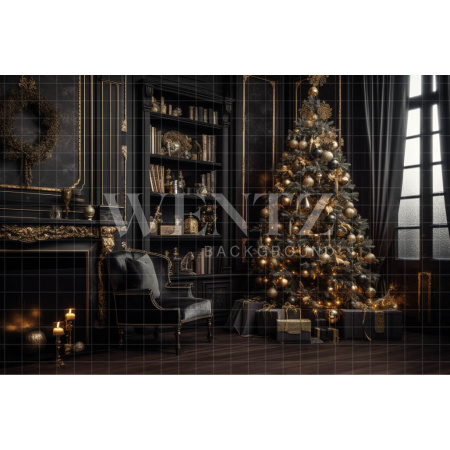 Fabric Photography Background Christmas Living Room / Backdrop 3804
