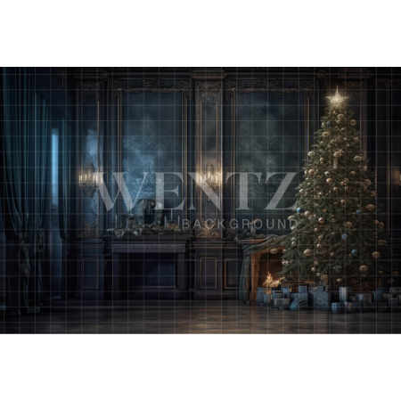 Photographic Background in Fabric Christmas Room with Tree / Backdrop 3812