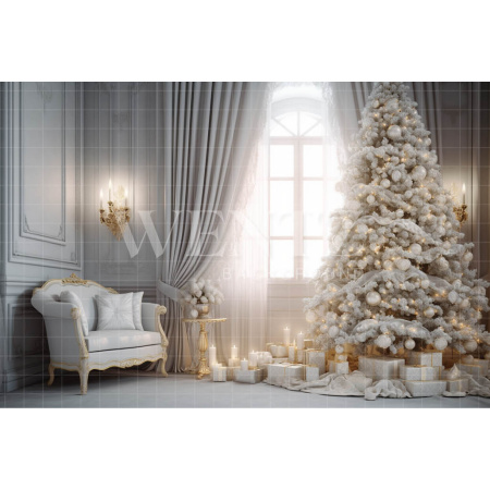Fabric Photography Background Christmas Room with Window / Backdrop 3813