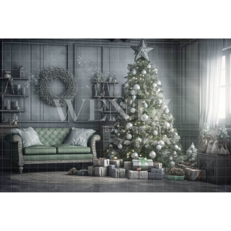Fabric Photography Background Grey Christmas Room / Backdrop 3823