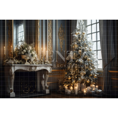 Fabric Photography Background Christmas Luxury Room / Backdrop 3832