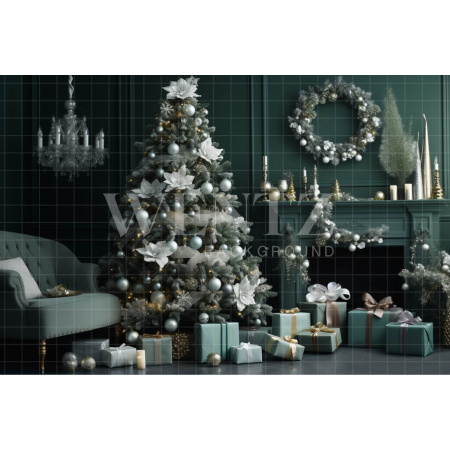 Fabric Photography Background Christmas Green Room / Backdrop 3834