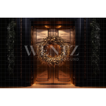 Fabric Photography Background Christmas Gold Door / Backdrop 3836