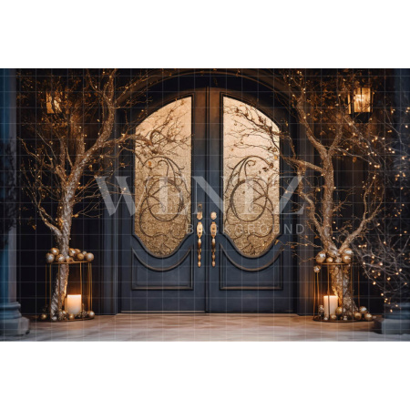 Fabric Photography Background Christmas Door / Backdrop 3842