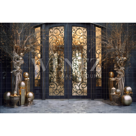 Fabric Photography Background Christmas Door / Backdrop 3844