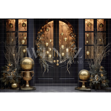 Fabric Photography Background Christmas Set with Door / Backdrop 3845