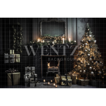 Fabric Photography Background Fireplace and Christmas Gifts / Backdrop 3860