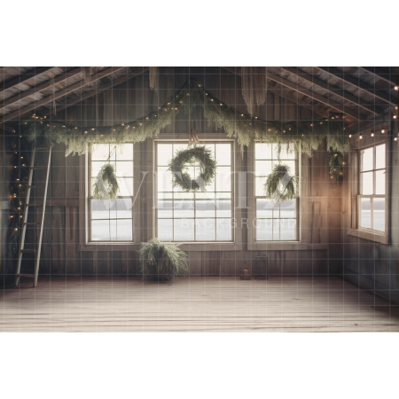 Fabric Photography Background Christmas House / Backdrop 3861
