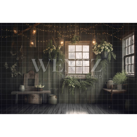 Fabric Photography Background Christmas Room with Lights / Backdrop 3862