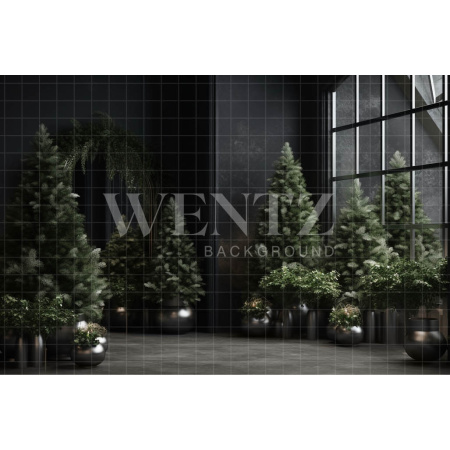 Fabric Photography Background Christmas Room With Window  / Backdrop 3867