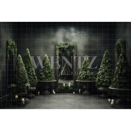 Fabric Photography Background Christmas Pines / Backdrop 3869